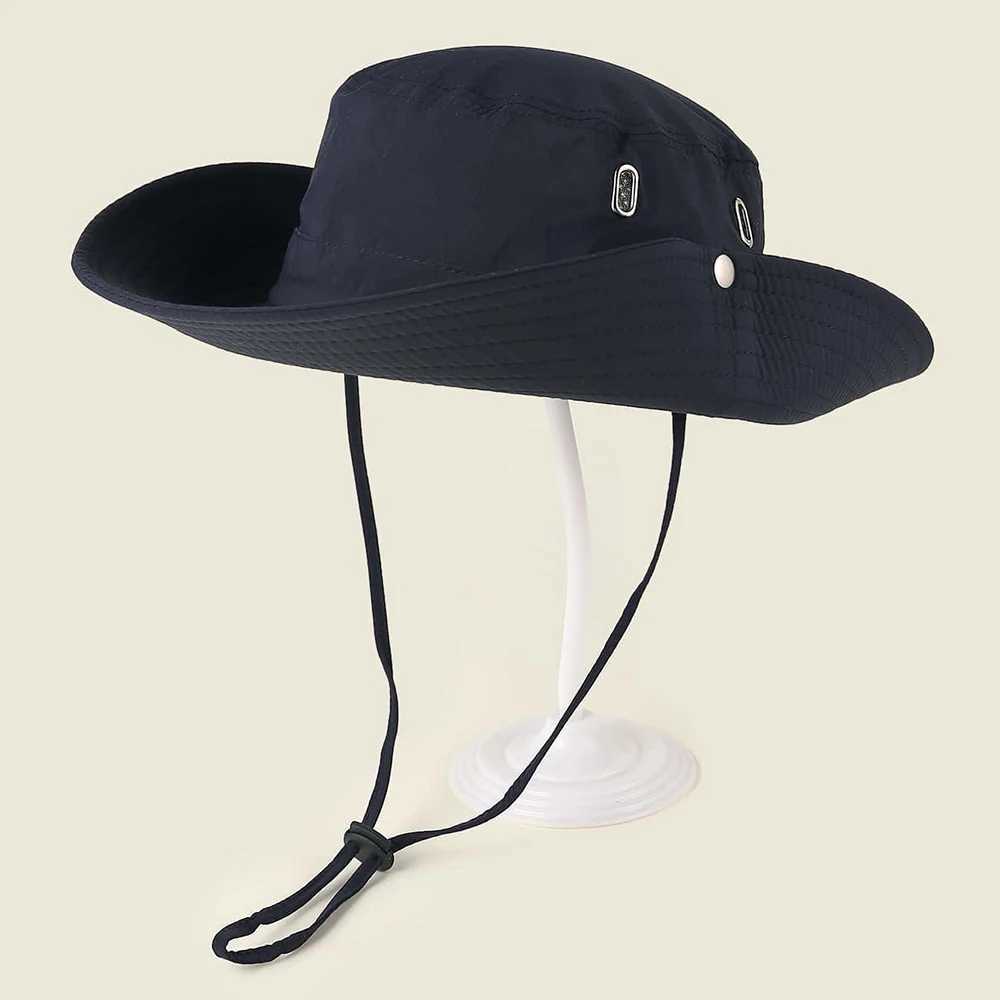Wide Brim Hats Bucket Mens and womens outdoor fisherman hats for quick drying fishing climbing hiking sun protection caps in spring summer Q240427