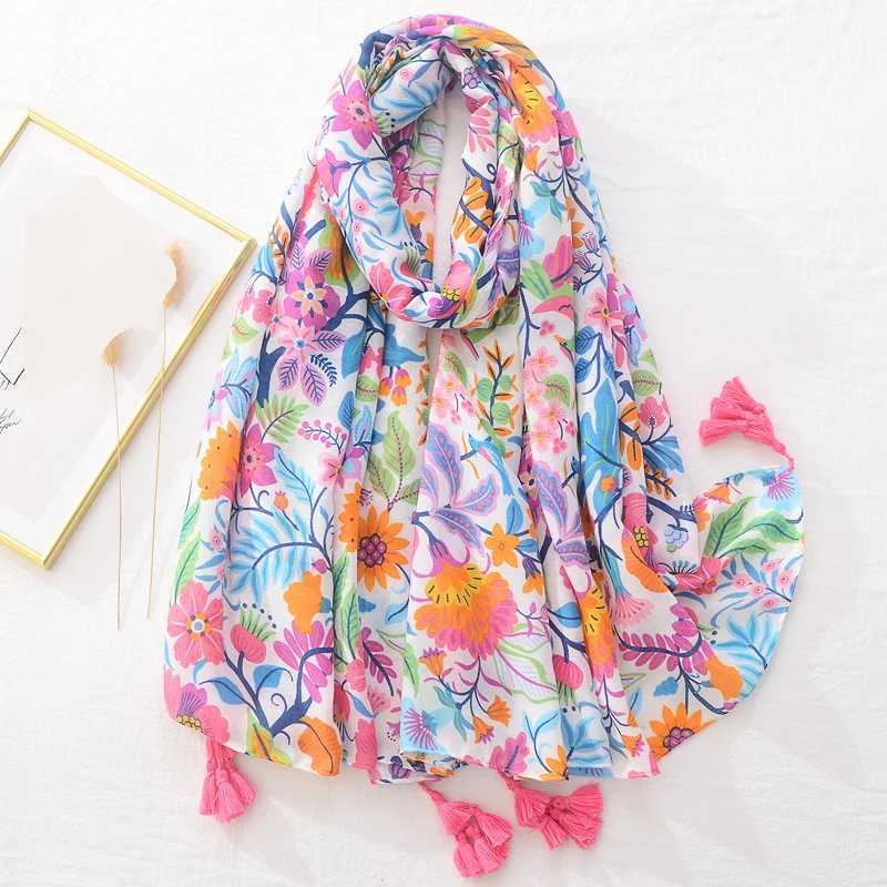 Bandanas Durag Flower brand scarf luxury designer new elegant womens scarf embrace shawl pink purple scarf Bandana fashion design shawl 240426