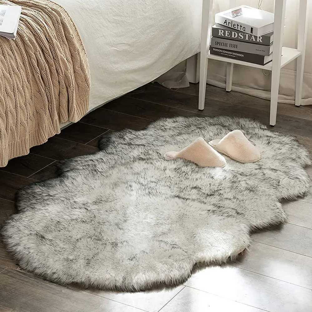 Dywany kudłaty biały futrzany dywanik sypialnia miękka puszysta faux faux owczacza dywaniki zmywalne pluszowe dywan nocny do salonu sofa dekoracje