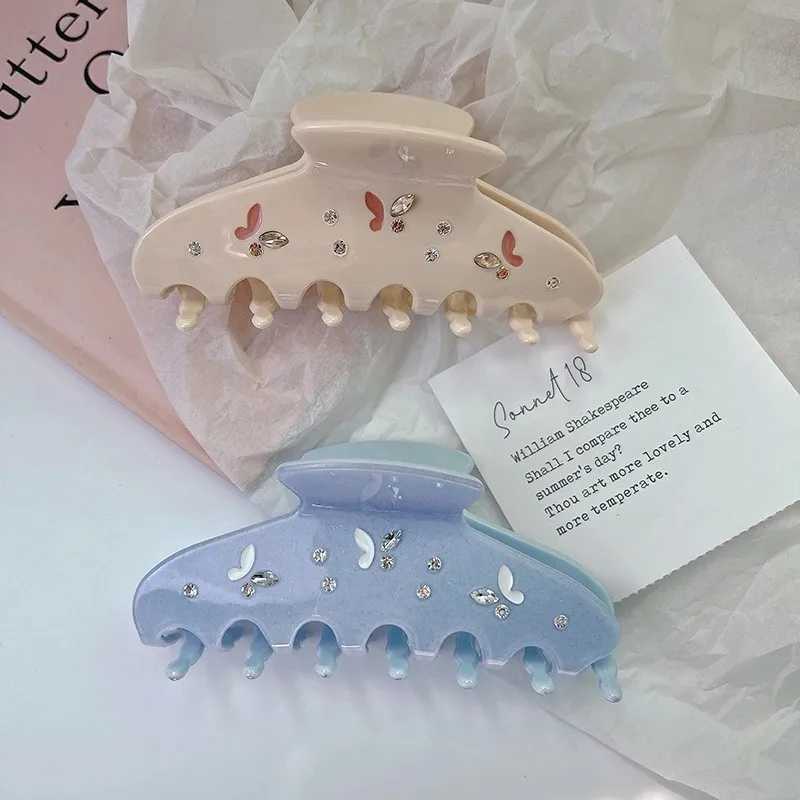 Haarklammern Barrettes Muweordy New Water Diamond Schmetterling Clip Essigsäureklaue Buntes Krabbenhai weiblich