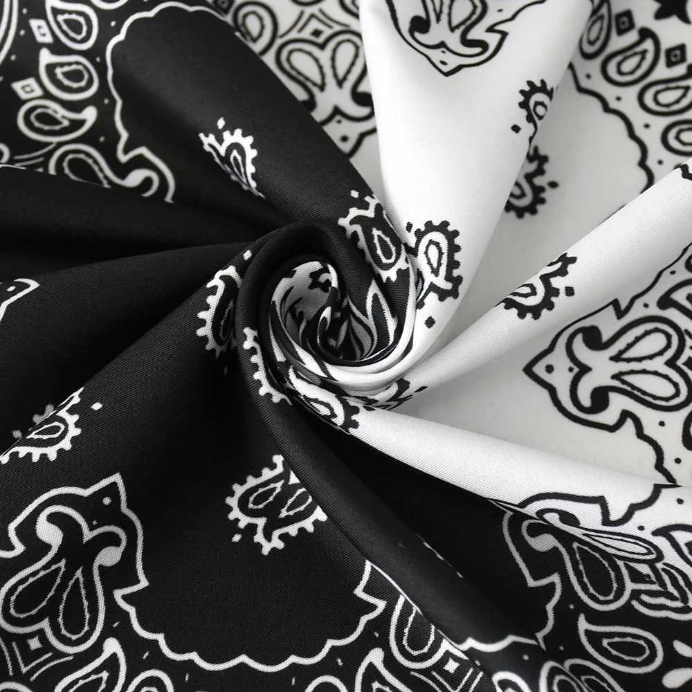 Bandanas Durag of American dual color polyester cashew nut flower hip-hop square scarf multifunctional magic outdoor sports headwear 240426