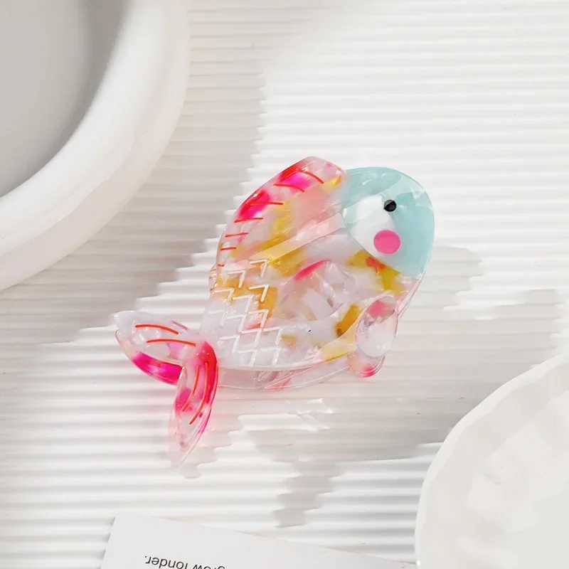 Hair Clips Barrettes YHJ Creativity Cute Colored Fish Claw Acetic Acid with Water Crab Clip Female