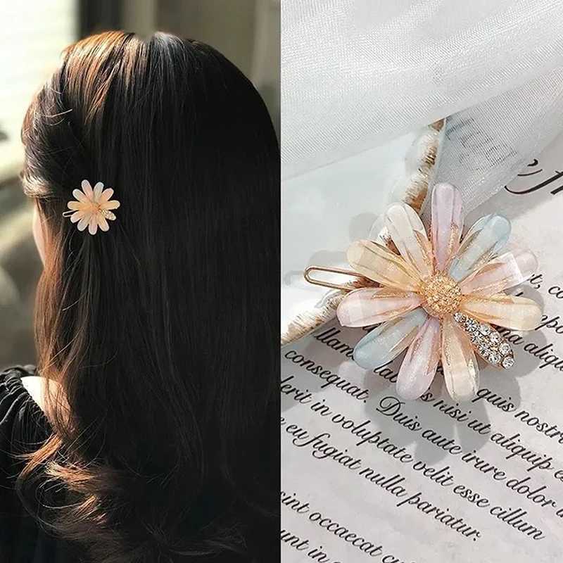 Hårklämmor Barrettes Korean Style Hair Clips for Women Fashion Jeweller Hårtillbehör Simulerade Pearl Rhinestone Hairpins Metal Barrettes 240426