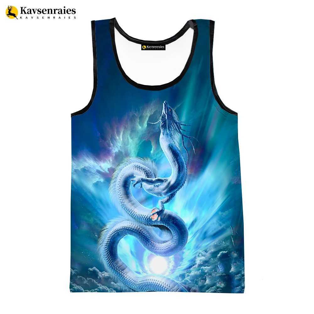 Herren -Tanktops 2023 Chinesische LOONG 3D -Druckweste Sommer Street Mode Sweater ärmellose Top Jungen Mädchen Cool Fashion Vest Topl2404