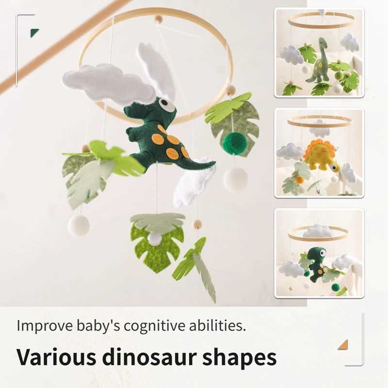 Mobiles# Crib Mobile bed Bell Bracket Houten Baby Ratels Toys Soft Filt Dinosaur Animal Musical Bed Bell Hanging Crib Bracket Baby Gifts D240426