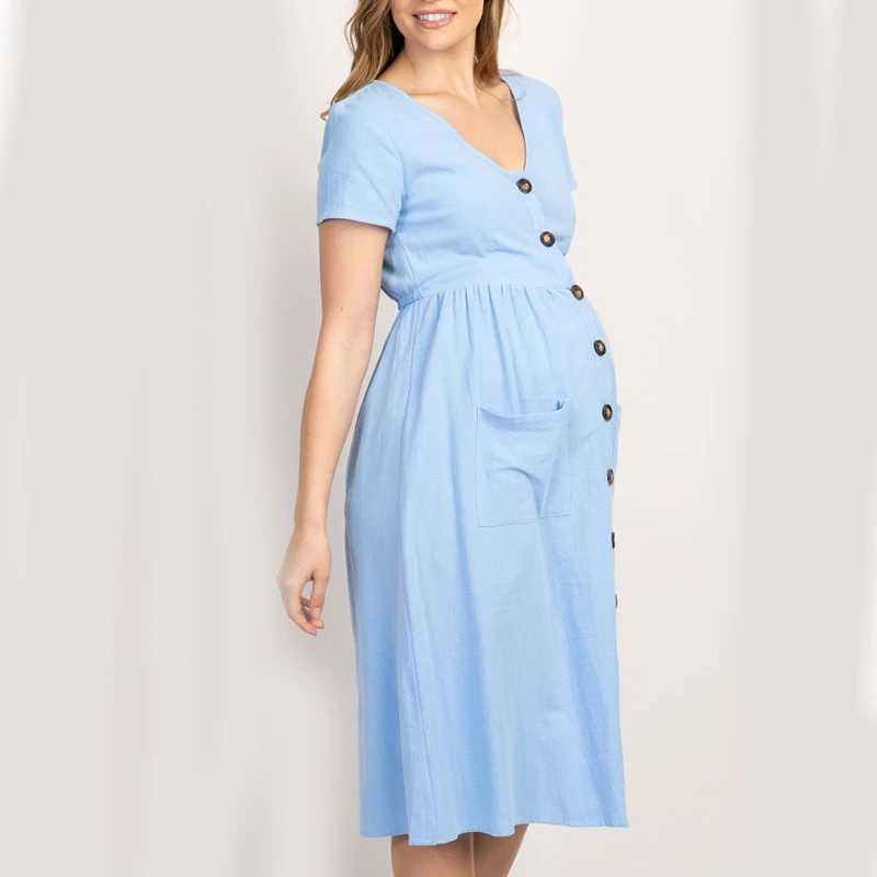 Robes de maternité bouton poche enceinte de robes de femmes enceinte