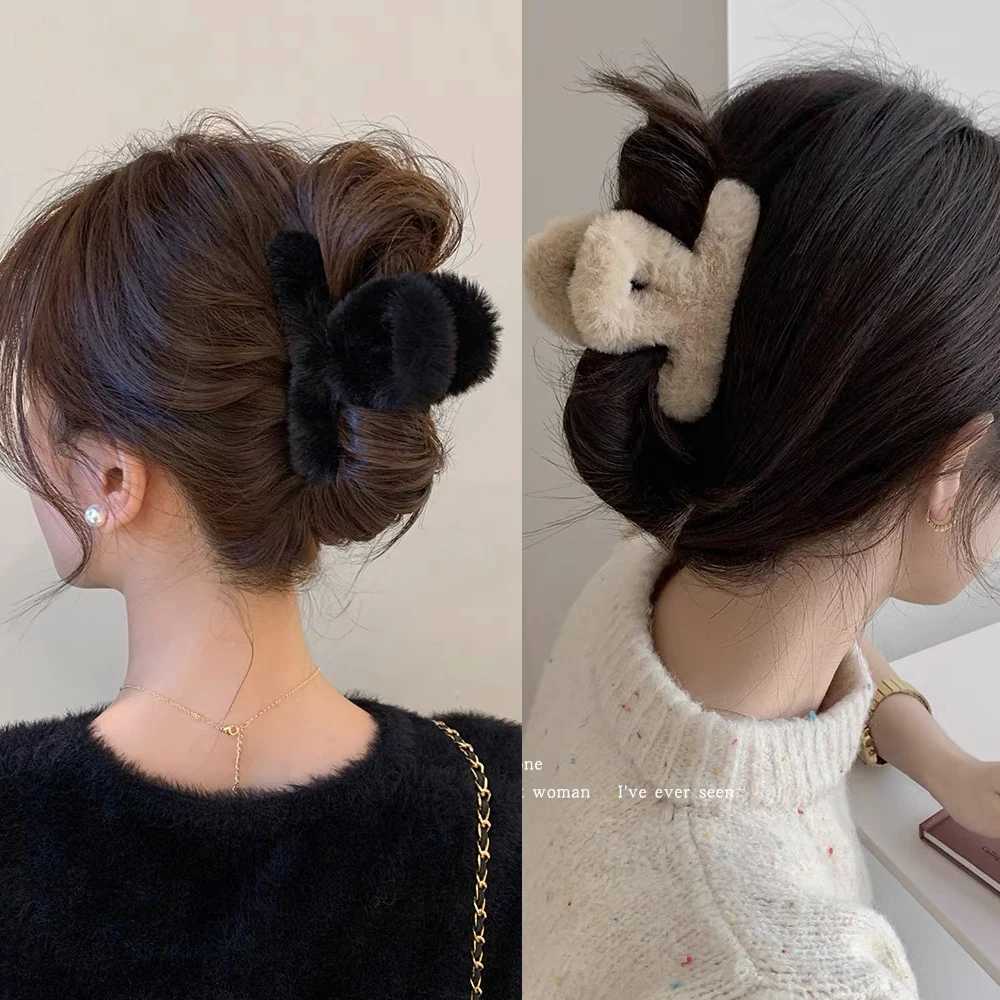 Clip capelli Barrette Nuove peluche di cotone Atgli adatti a donne Clip di squalo a coda di cavallo ad alta temperatura Accessori coreani