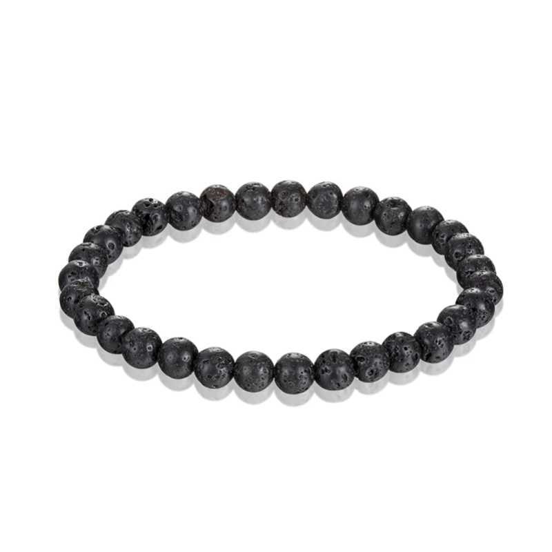 Bracelet de perle à rayures en pierre naturelle de 6 mm de 6 mm Bracelet à rayures pour femmes Men de malédiction noir Hombres Pulseras