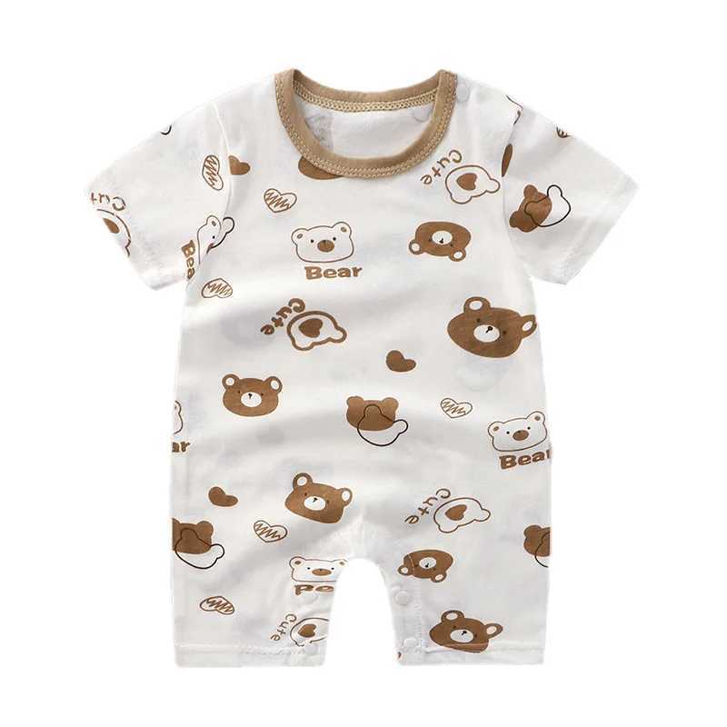 Rompers Nuovi abbigliamento bambini bambino e ragazze in cotone puro morbido comodo cartone animato a maniche corta a maniche corta tuta neonato regalo neonato24f