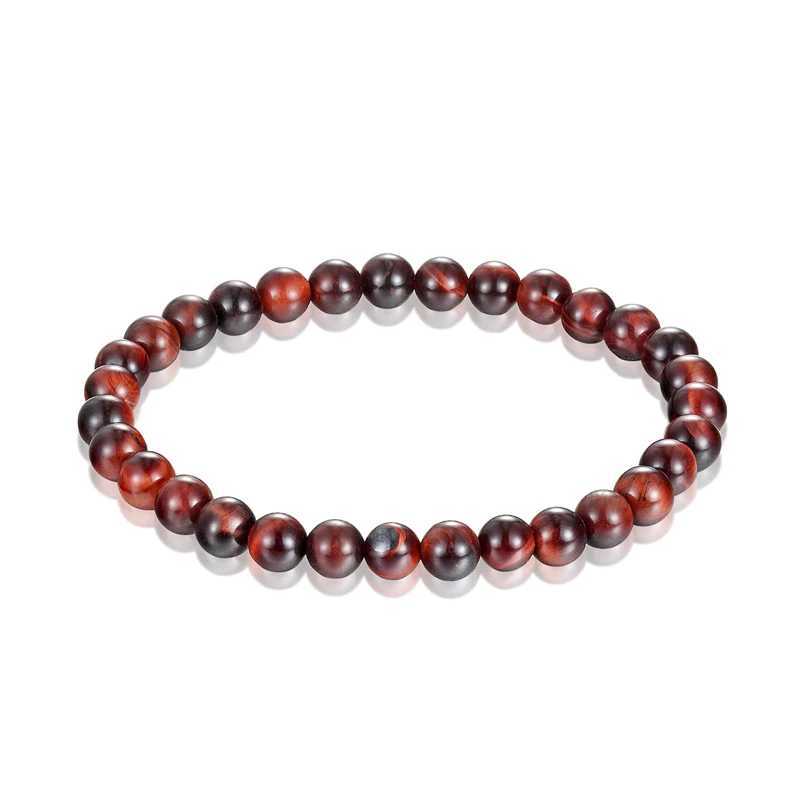 Bracelet de perle à rayures en pierre naturelle de 6 mm de 6 mm Bracelet à rayures pour femmes Men de malédiction noir Hombres Pulseras