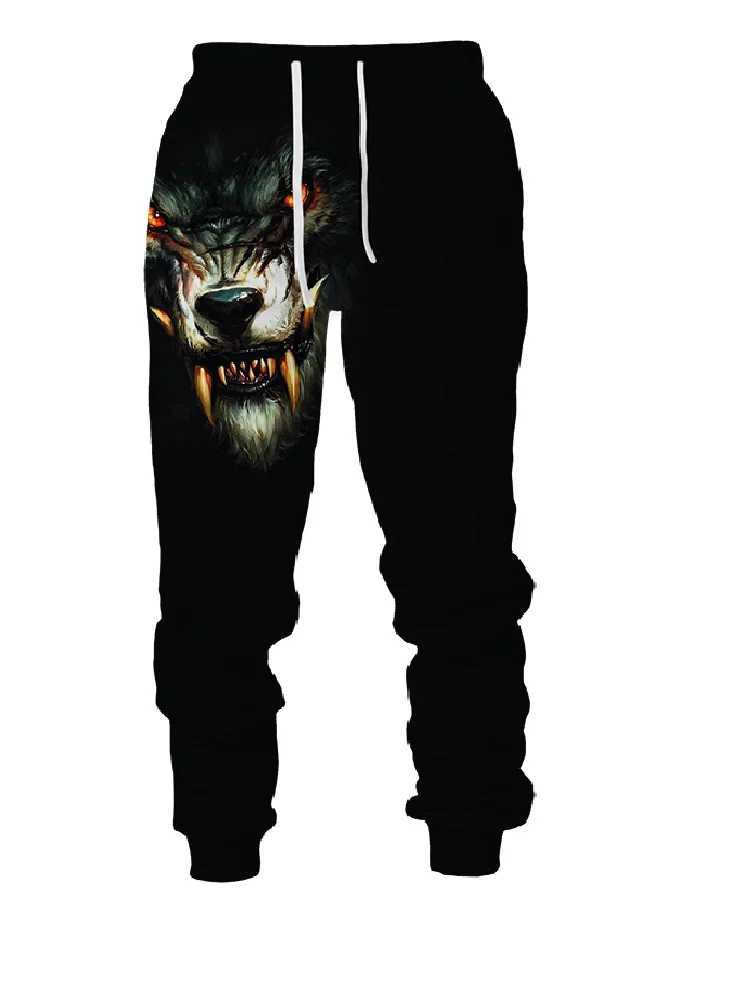 Herenbroek nieuwe wolf grafische print broek heren sportkleding jogger broek heren heren outdoor mode sportbroek heren hiphop casual broekl2404