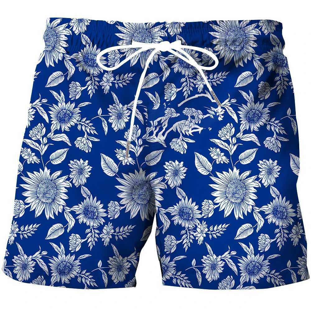 Mäns shorts bhriwrpy plus size mens wave grafiska tryckta shorts för utomhussporttrender avslappnade brädet q240427