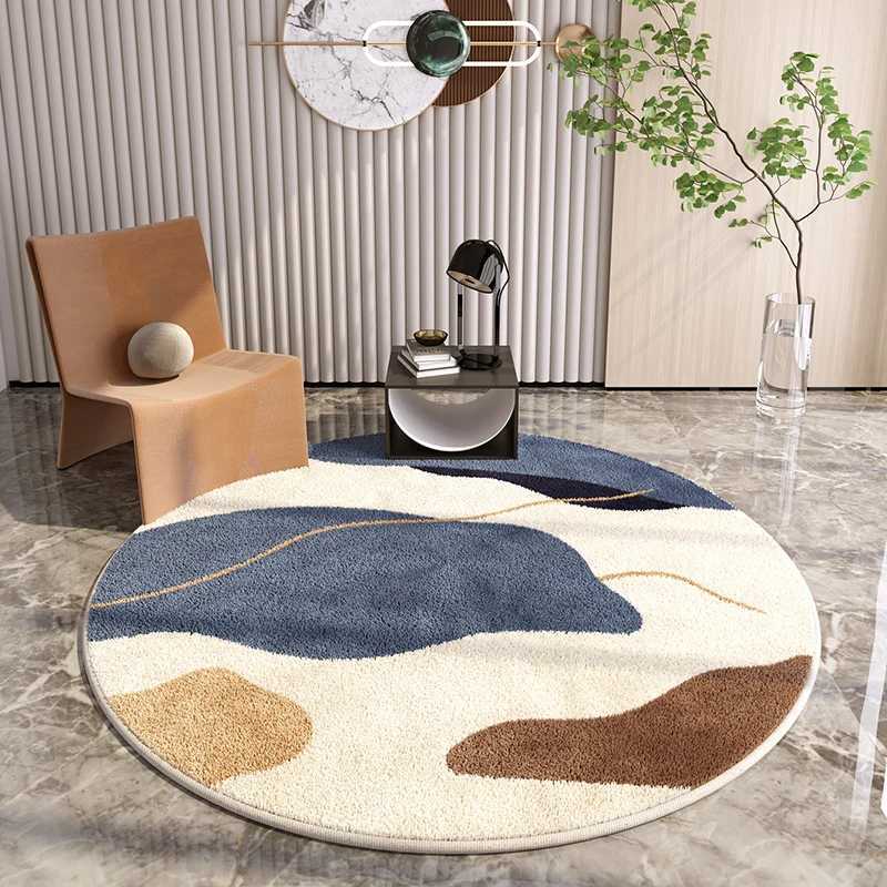 Dywany okrągłe miękkie puszyste dywany dywany duży obszar sypialni lekka luksusowa dekoracja salonu dywany minimalistyczne dywan leżny