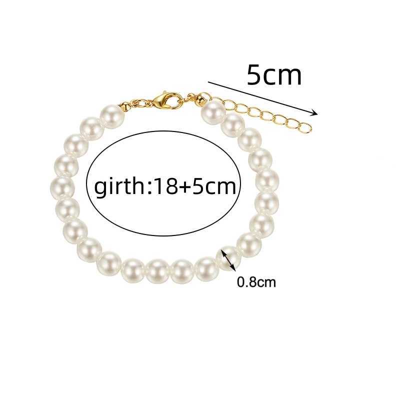 Beaded 4-10mm simulated pearl bead chain bracelet suitable for women no adjustment required with extended Pulseira wedding Valentines Day gift1
