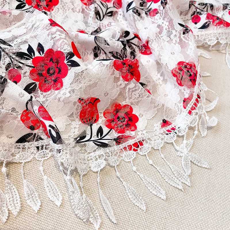 Shawls Women Tassel Wrap Shawl Flower Lace Scarves Lady Fashion Wedding Headscarves Female Spring Summer Photo Props Accessories 2023 d240426