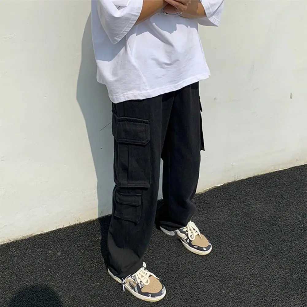 Men's Pants Mens loose fitting oversized clothing gray casual workwear black jogger cotton casual mens TrousersL2404