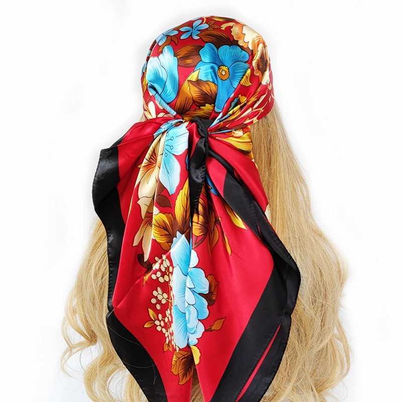 Bandanas Durag Square Scalf Scarf Modna Satynowa satynowa nadrukowana szalik na szyję damski opaska na głowę Kerchief Women Pabandka szal Akcesoria 240426