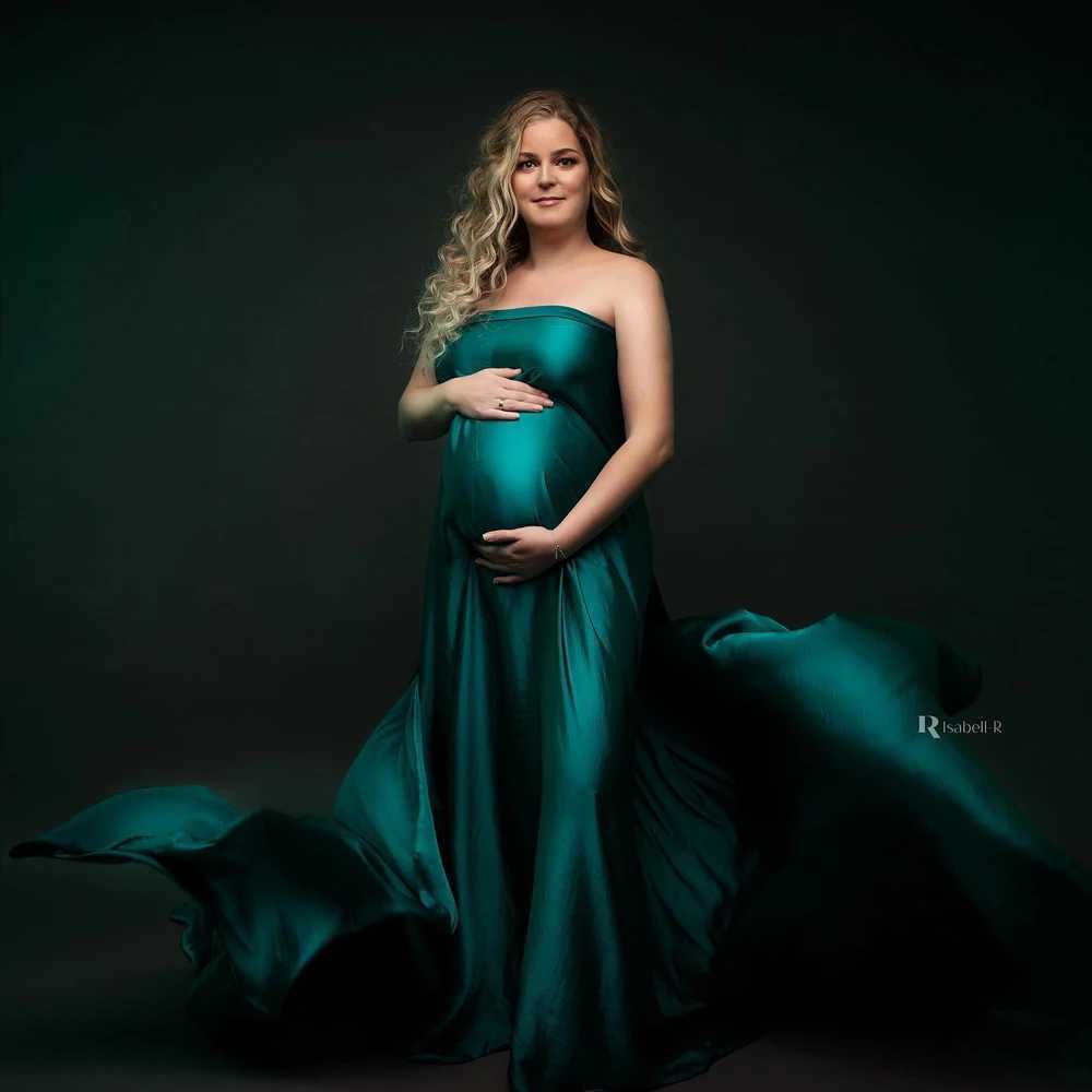 Moderskapsklänningar gravida kvinnor klänningsfotografering rekvisita robes photoshot bakgrund tyg ljus mjuk satin glansig studio skjutningstillbehör Q240427