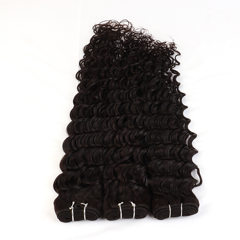 Cheveux bruts en gros os vague profonde couleur noire noire indienne vierge bundles de cheveux humains extensions de trame