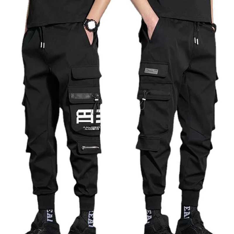 Herrbyxor Ny hiphop joggare lastbyxor herr harem byxor casual multi pocket mens svart och gröna sportbyxor l2404