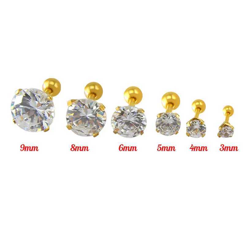 Stud 1 pièce en acier inoxydable 4 broches à oreilles de zircon de broche pour femmes / hommes tragus cartilage standard lobe daith bijourie d240426