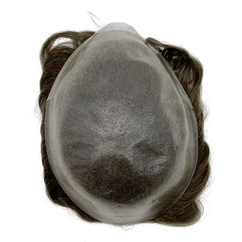 Perucas sintéticas transparentes ultrafinas toupee de pele de pele multicolorl wig full ring vingl invisível pU clipe de cabelo q240427
