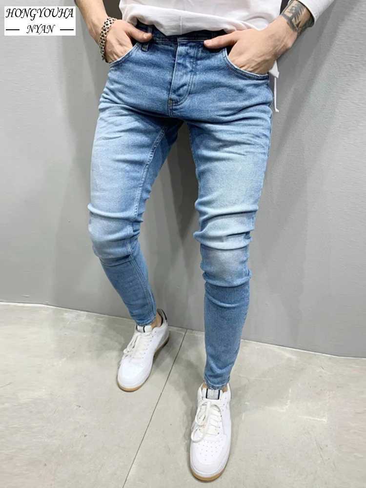 Jeans masculinos masculinos pretos jeans apertados jeans de alta qualidade Casual calça de jeans apertados jeans Hip-hop Roupes Cotton Denim TrouserSl244