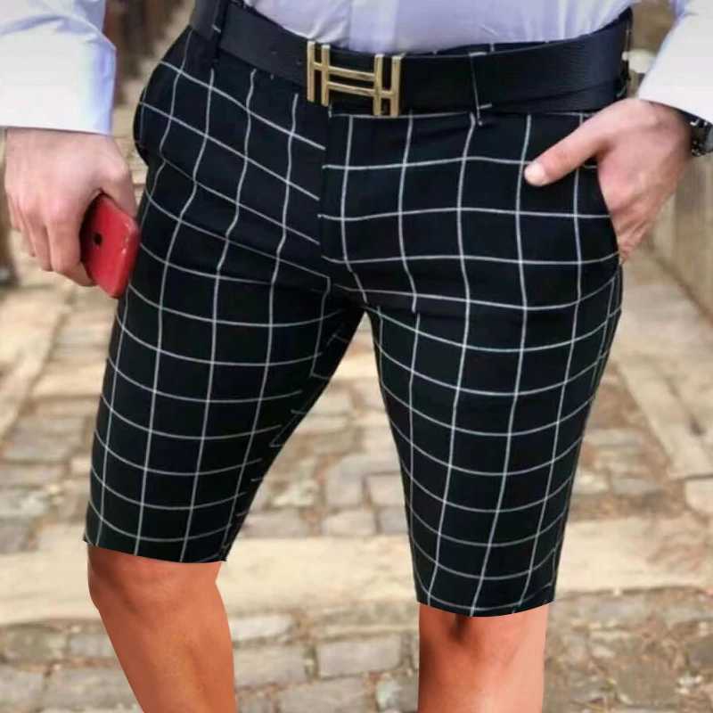 Shorts maschile abita sociale a strisce casual con cerniera nera marchio d'affari aderente marchio di lavoro di alta qualità da lavoro estate shorts q240427