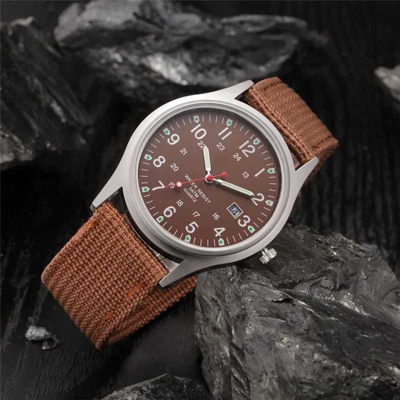 Wristwatches / Cheap Brand es For Men Montre Homme Fashion Nylon Band Sports Army Date Quartz Clock Barato Erkek Saat Relogio Q240426