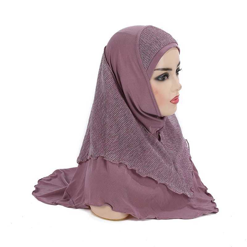 Bandanas Durag H076 Youth Girls Medium Size 65 * 60cm Bön pannband Muslim pannband Islamiskt pannband 240426