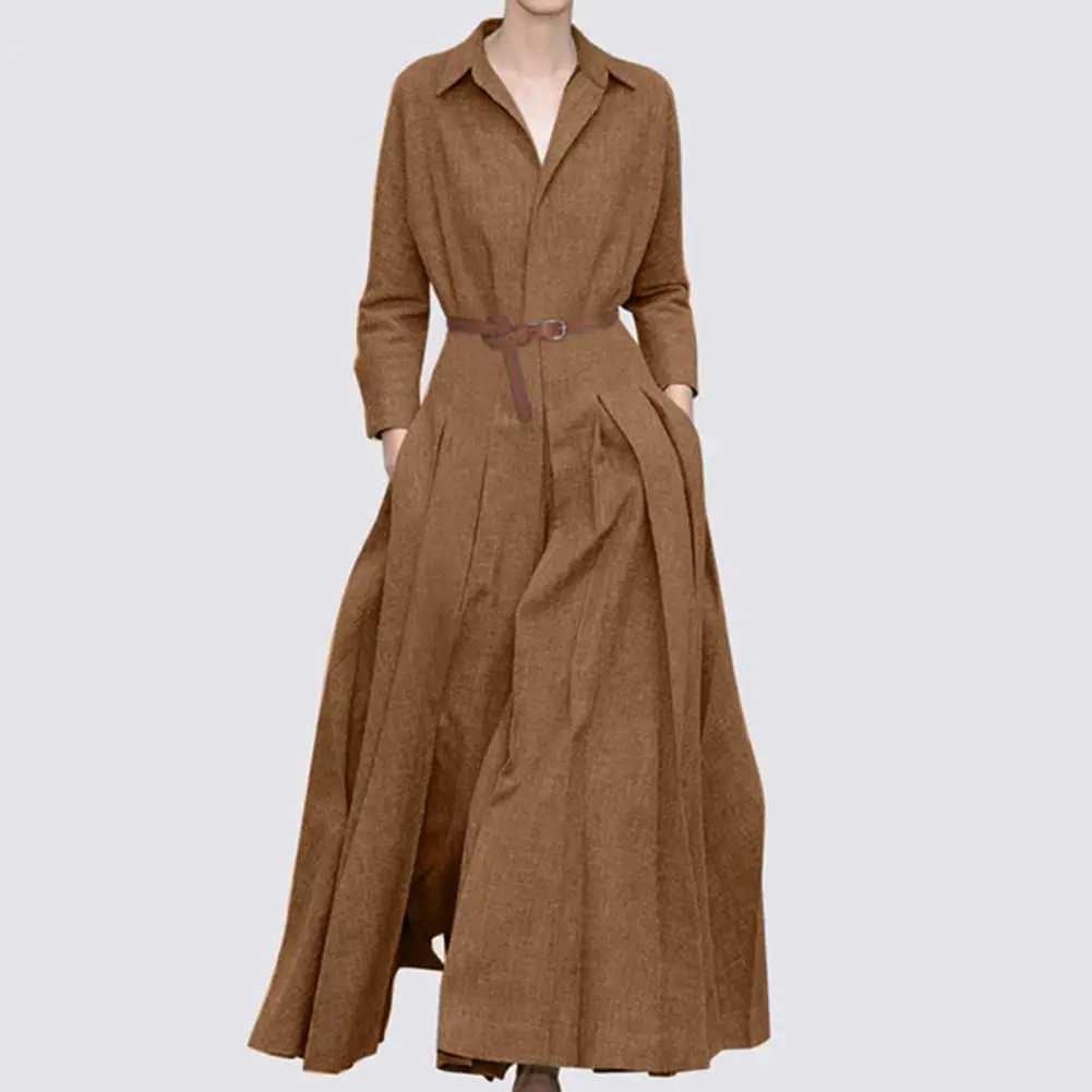 Basic Casual Dresses Office Lady Dress Chic Anti-Pilling Autumn Dress Casual Holiday Party A-Line Shirt Dress Streetwear