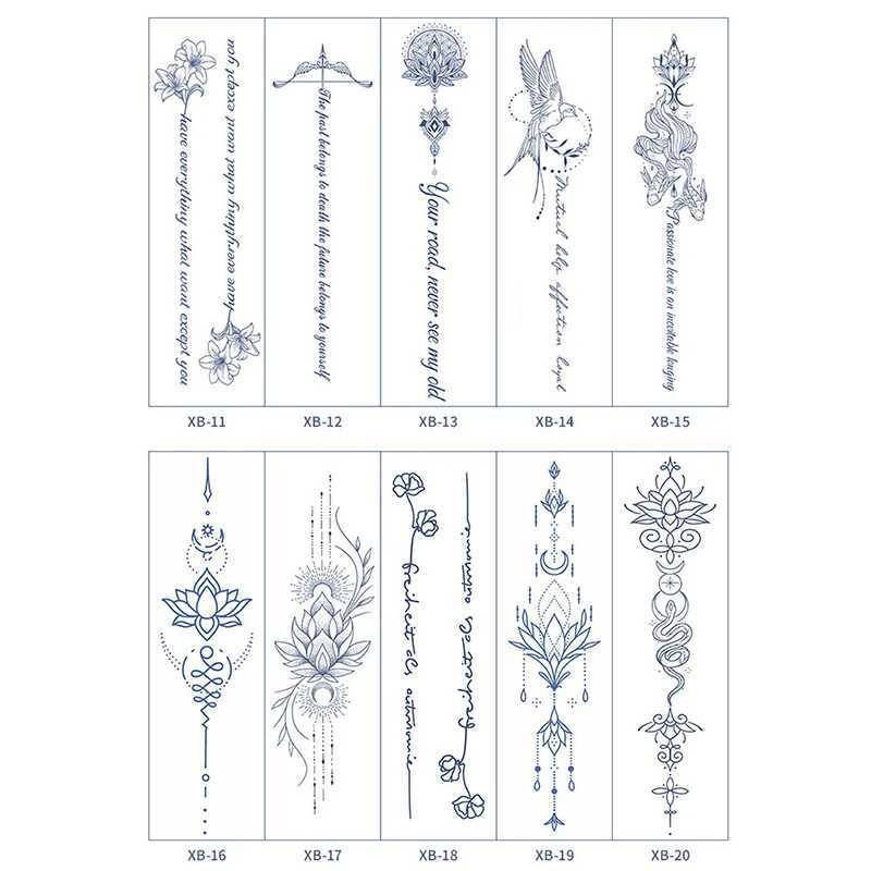 Tattoo -overdracht 1Sheet Juice Ink Tattoos Body Art Dast Waterproof Temporary Tattoo Sticker Eye Clock Tatoo Arm nep volledige arm tatto vrouwen mannen 240427