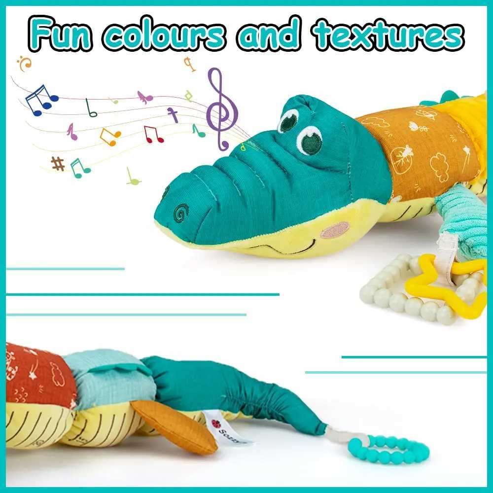 Mobiles# Infant Baby Musical Stuffed Animal Crocodile Activity Soft Toys Multi-Sensory Crinkle Rattle and Textures Cute Tummy Time Toys d240426