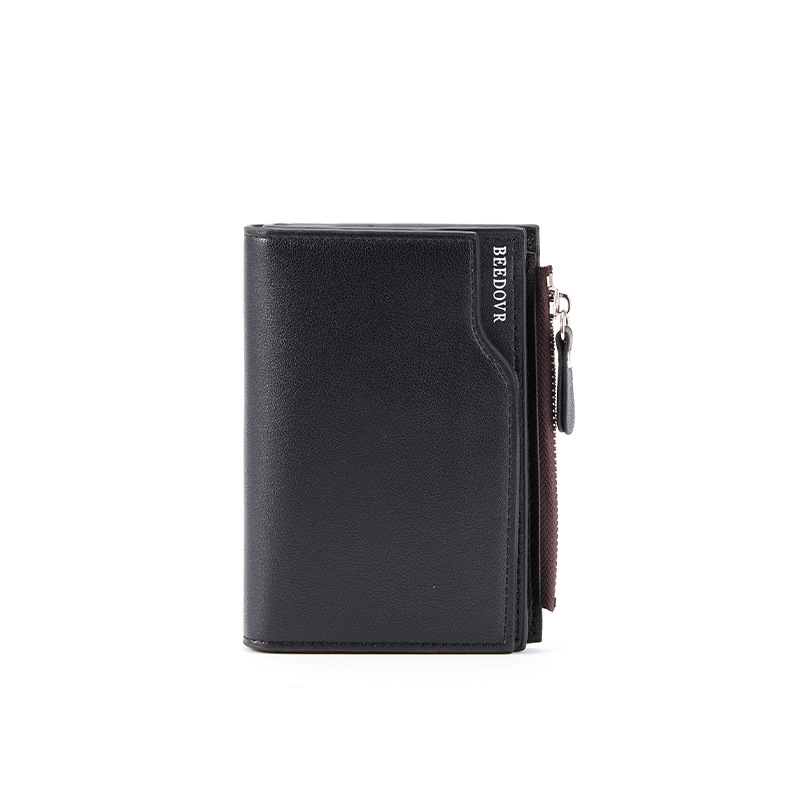 New men's short wallet, multifunctional zipper bag, multiple card slots, European and American identification bag wholesale manufacturer in stock
