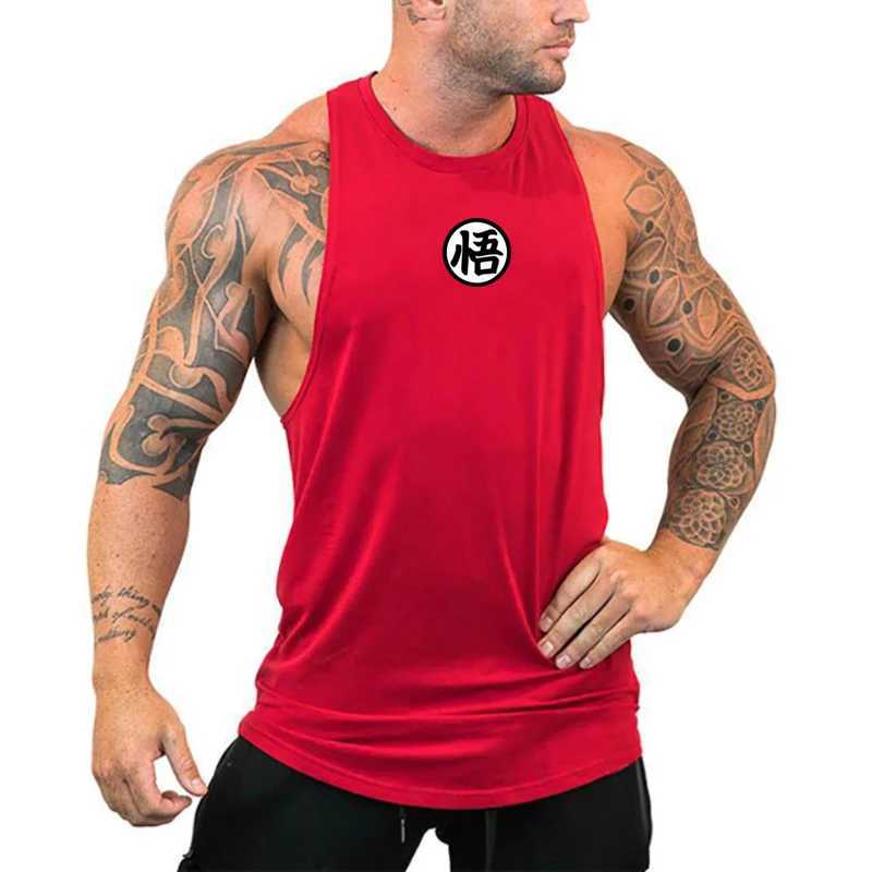 Tanques masculinos Tops de anime japonês wu fontes engraçados imprimir roupas de verão ginástica coletes listrados de fitness com fitness de fitness de fitl2404