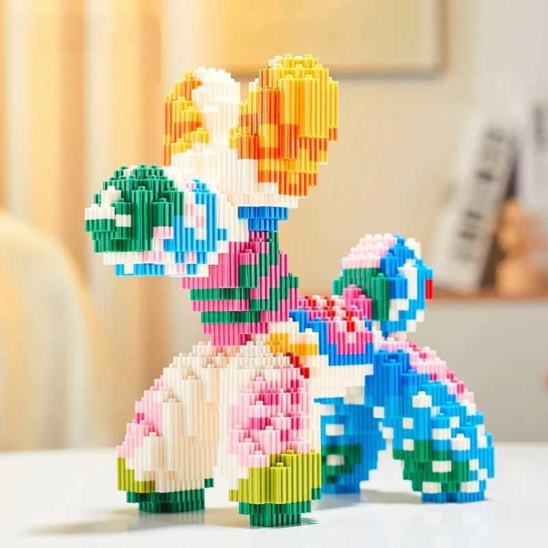 Transformatiespeelgoed Robots kleurrijke ballonhond miniatuur bouwstenen schattige diermodellen voor desktop decoratie kinderen diy assemblage bouwsteen speelgoed h