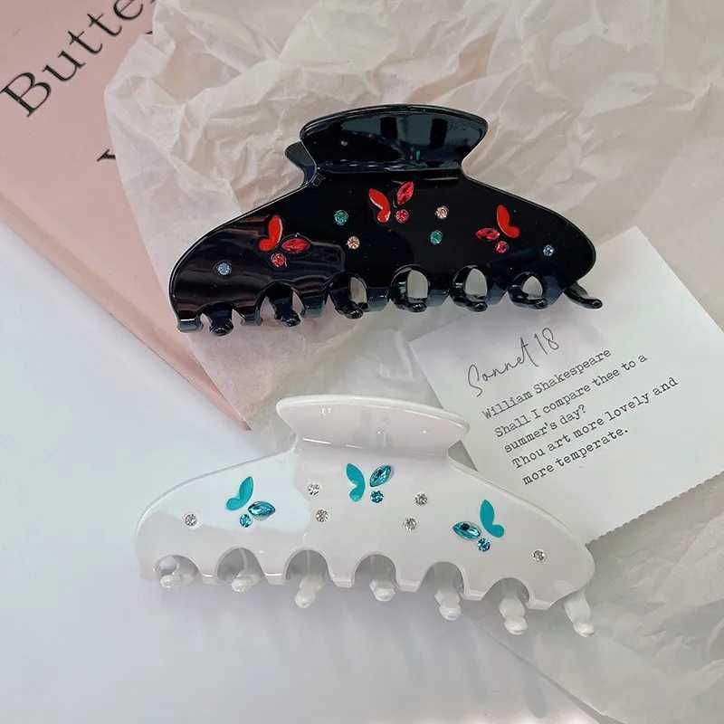 Haarklammern Barrettes Muweordy New Water Diamond Schmetterling Clip Essigsäureklaue Buntes Krabbenhai weiblich