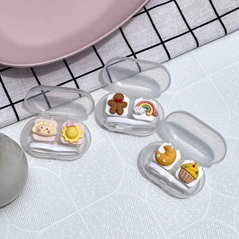 Contacts Lens Accessoires Kawaii Contact Lens Care Box Portable Lens Case compact Lens Container D240426