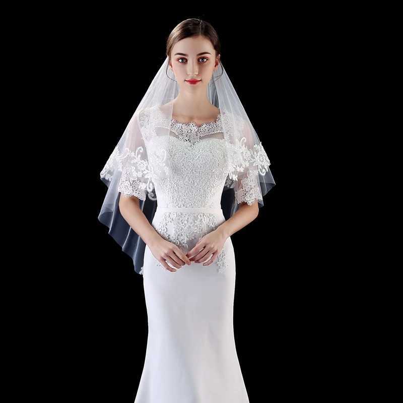 Gioielli capelli da sposa Nuovo arrivo velo da sposa velo da sposa applicato a corto raggio Accessori matrimoni a due strati sposa 2024