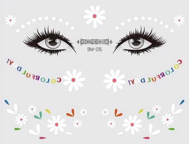 Tattoo Transfer Morixi Fake Tattoo Sticker For Face Body Makeup Daisy Flowers Pink Yellow White Water Transfer Printing Face Sticker RA081 240426