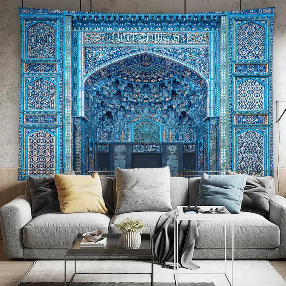 Tapisserier marockansk arkitektonisk tapestry vägg hängande islamisk vintage lyxig geometrisk europeisk bohemisk heminredning tapestry väggmålningsskärm