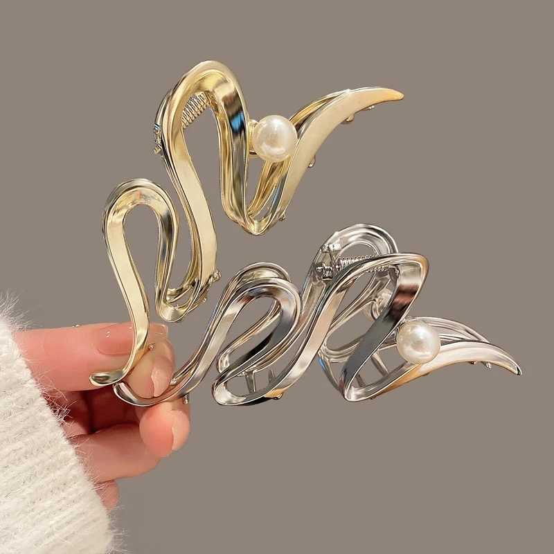 Clip capelli Barrette Nuove donne Eleganti Oro Oro Silver Hollow Geometric Metal Cah Claw Vintage Capelli Vintage Cascia Accessori capelli Fashion Fashion Accessori 240426