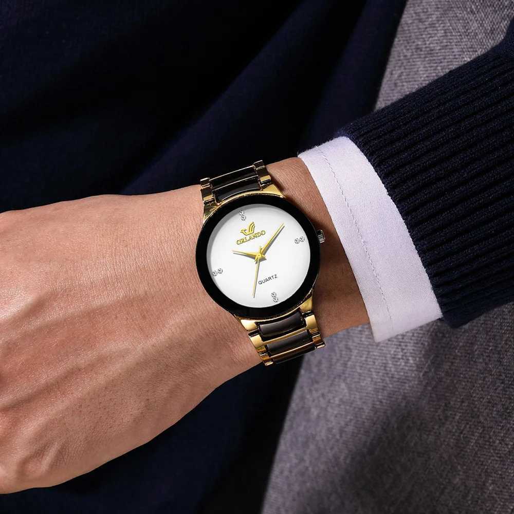 Wristwatches Mens Fashion British Commercial Stainless Steel Quartz Military Sports Wrist Reloio Masculino Hot Q240426