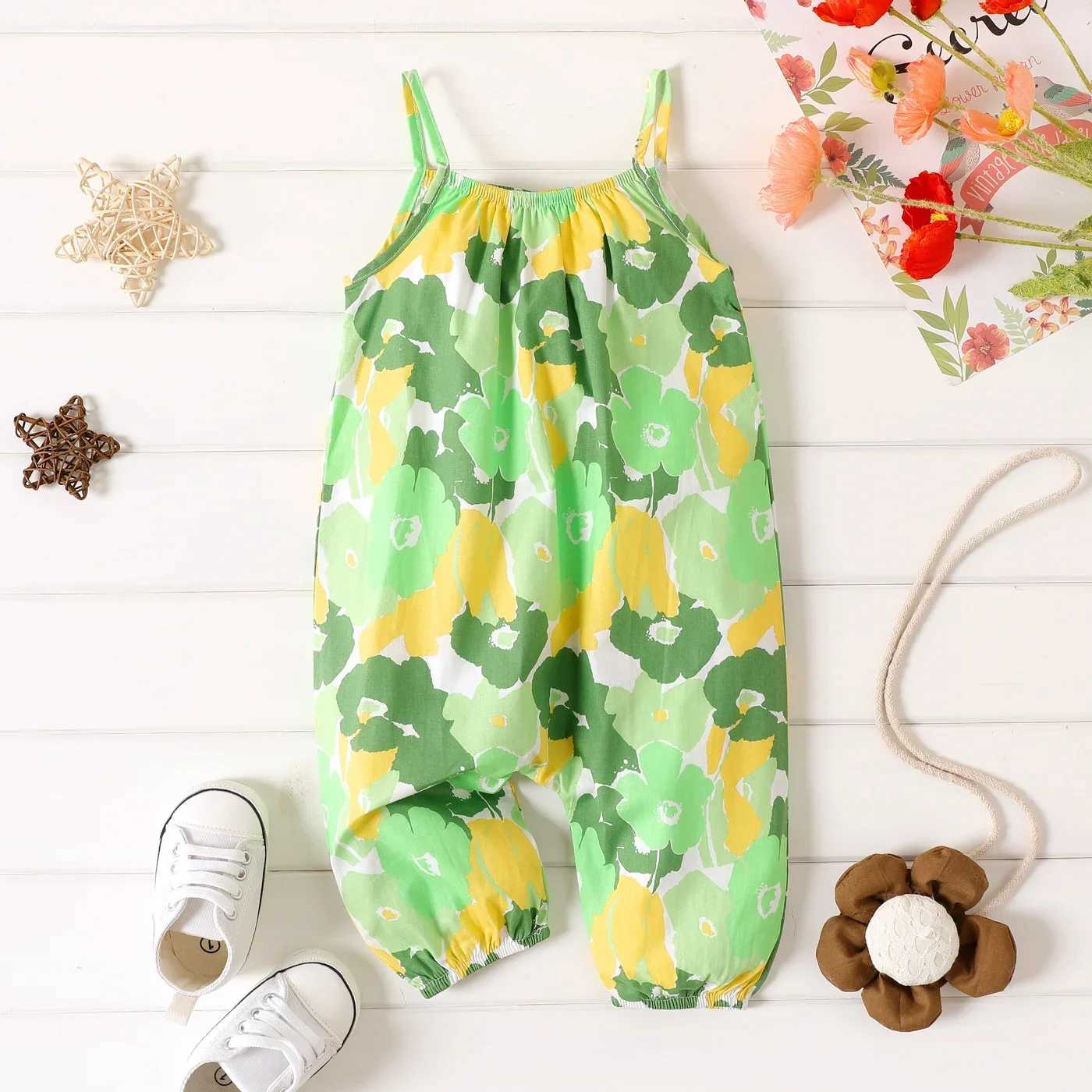 Romper 100% Pure Cotton Girl Girl Flow Flower Stampa cami salto adatto estate morbido e comfortablel24f