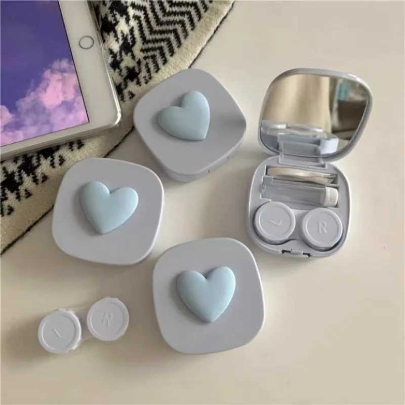 Компания Contact Lins Accessories Purple Heart Contact Lins Box с зеркалом Mini Lovely Eyes Contact Lins Container Box Комплекты для путешествий женские аксессуары для очков D240426