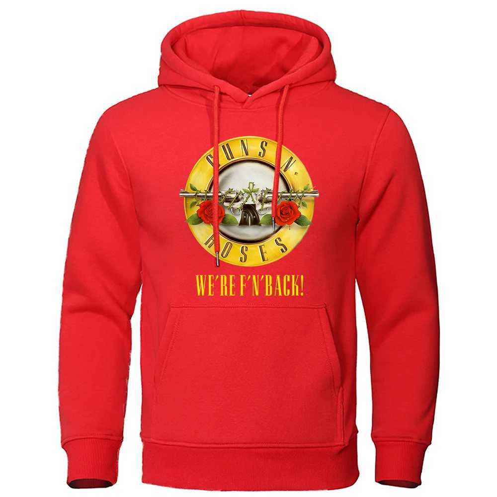 Le felpe con cappuccio da uomo sono tornate pistole e rose.Metal Rock Style Hoodies Mens Hip-Hop Creewneck Hoodies Autunno Super Dalian Hoodies harajuku unisex abbigliamento 240425