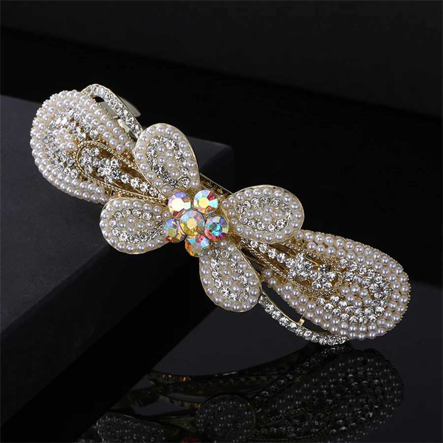 Clips de cheveux Barrettes Fashion Perle Crystal Clips de cheveux Vintage Spring Hairpins Fleurs Barrettes Elegant Femmes Headwear Luxury Hair Accessoires 240426