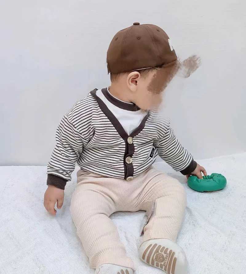 Broek Casual Baby Trousers Bodembroek met elastische strepen en linten Solid Color Baby ClothingL2404