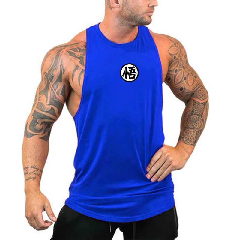 Tanques masculinos Tops de anime japonês wu fontes engraçados imprimir roupas de verão ginástica coletes listrados de fitness com fitness de fitness de fitl2404