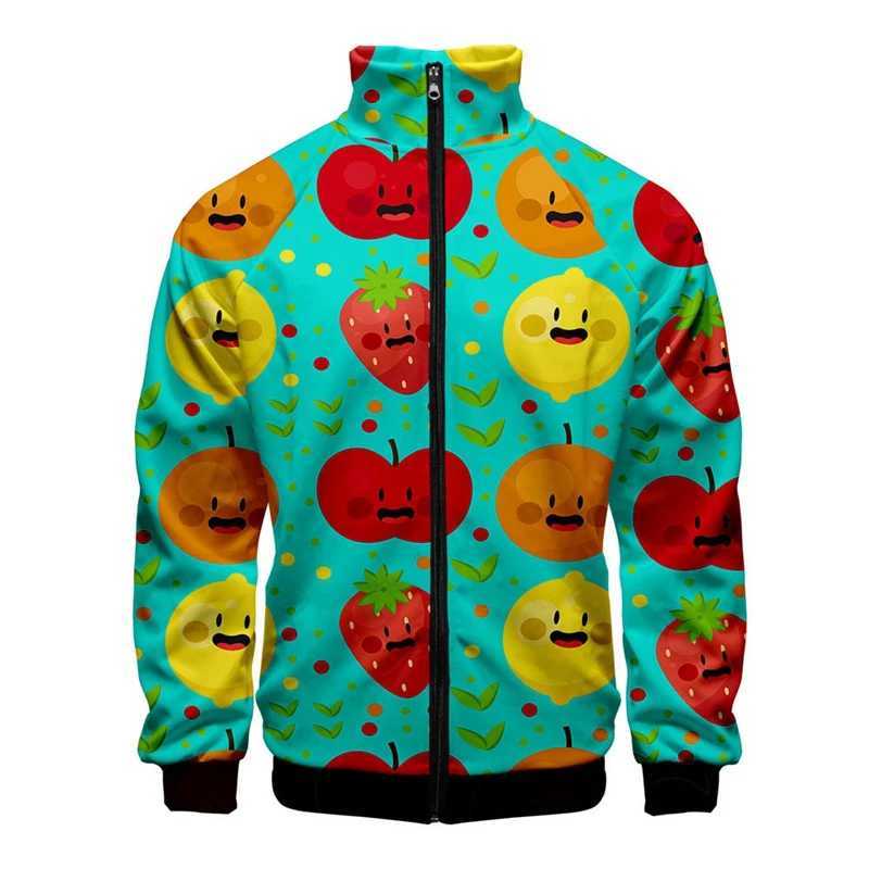 Mens Hoodies Sweatshirts Intressant Fruit 3D Tryckt dragkedja Långärmad jacka Flip Collar Fashionable Clothing Casual Hooded Shirt Mens Jack 240425